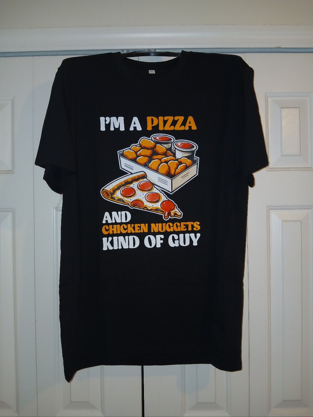 Funny 'I'm A Pizza and Chicken Nuggets Kind of Guy' Graphic Tee - Black